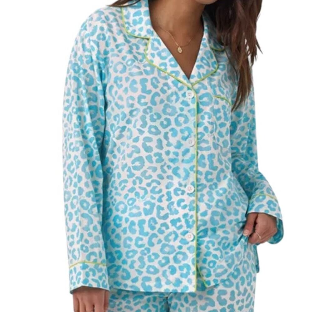NWT Bedhead Turquoises Animal Print 100% Cotton L/S, Long Pajama Set Size Small - Picture 6 of 8